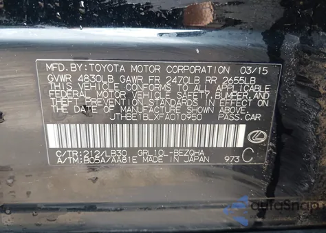 2015 Lexus Gs 350 from USA, damaged, VIN JTHBE1BLXFA010950